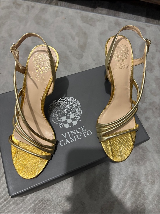 Vince Camuto Shoes - Vince Camuto Metallic Gold Strappy Slingback Heels
